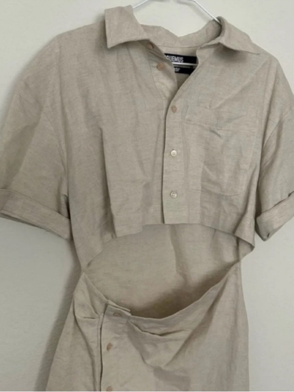 NWT Jacquemus La Robe Arles Linen Mini Dress Beige - Picture 6 of 8